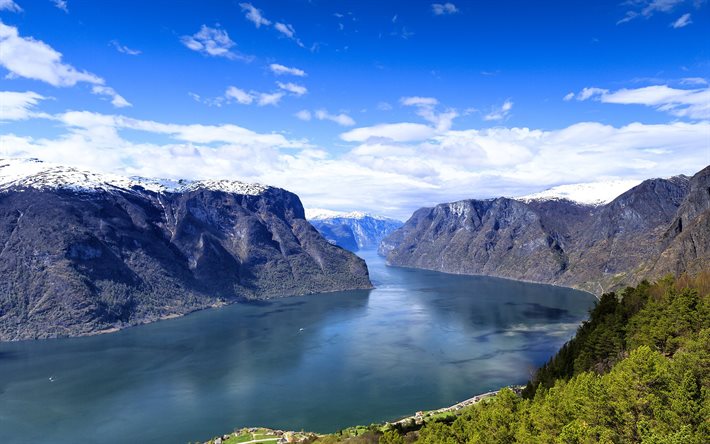 Norveç, geiranger fjord, dağ manzarası, rock