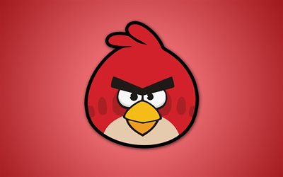 red background, minimalism, angry birds
