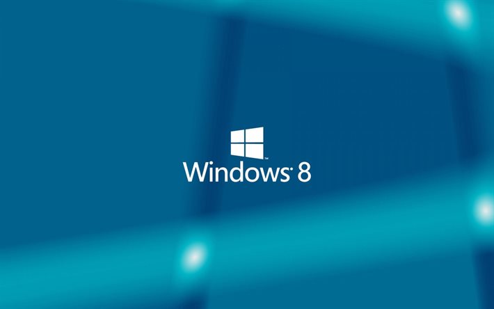 blå bakgrund, windows 8, logotyp