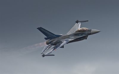 fighter, den allmänna dynamiken, ef-16, himlen, stridsfalk, allmän dynamik, flygning, f-16