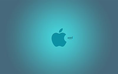 apple, logo, epl, blauer hintergrund