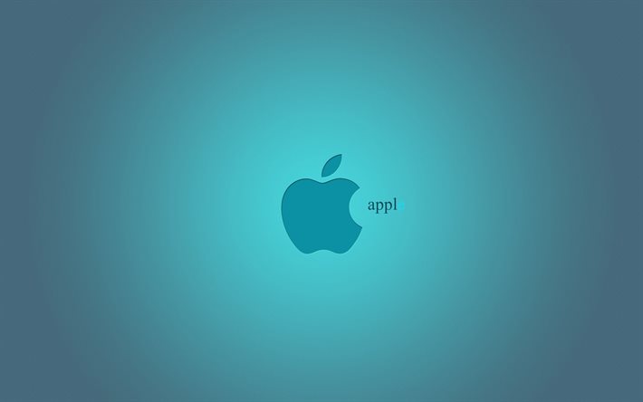 apple, il logo, epl, sfondo blu