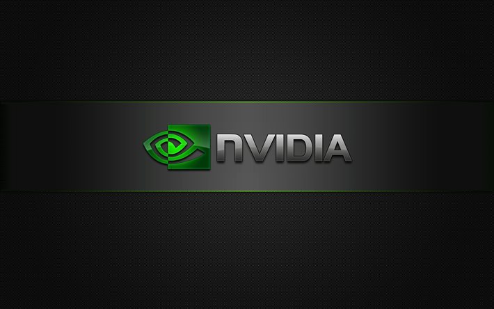 nvidia, ロゴ, 灰色の背景