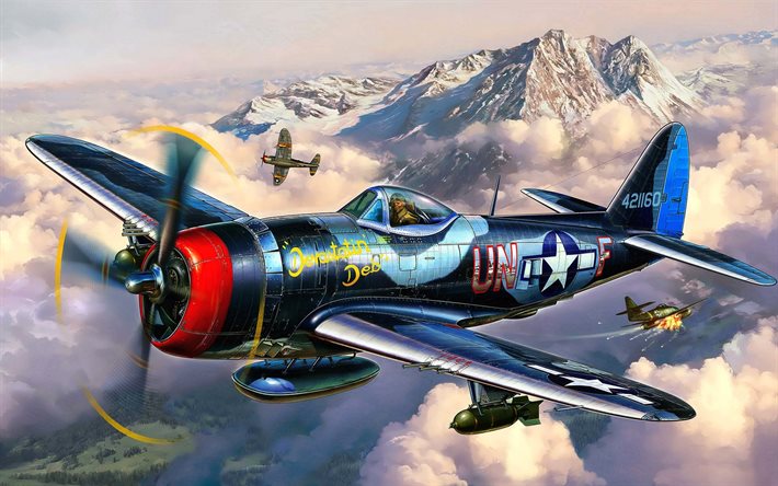 republic, p-47 thunderbolt, fighter, art
