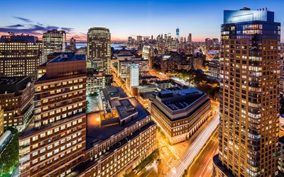 nueva york, brooklyn, estados unidos, de los rascacielos, noche, paisaje