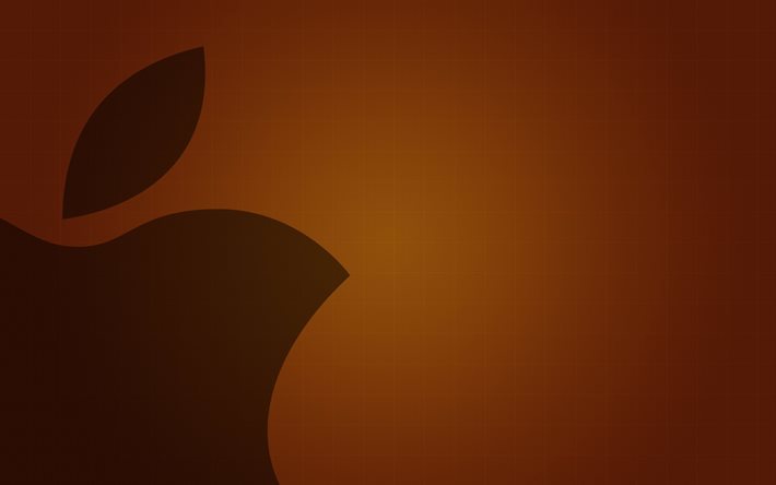 logotyp, textur, epl, brun bakgrund, äpple