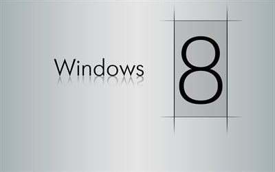 harmaa tausta, logo, windows 8, minimalismi