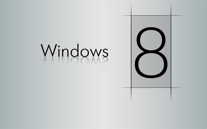 grey background, logo, windows 8, minimalism