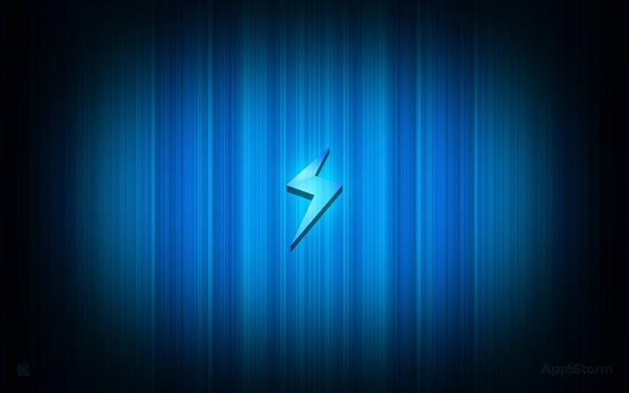 mac appstorm, logotipo, fondo azul