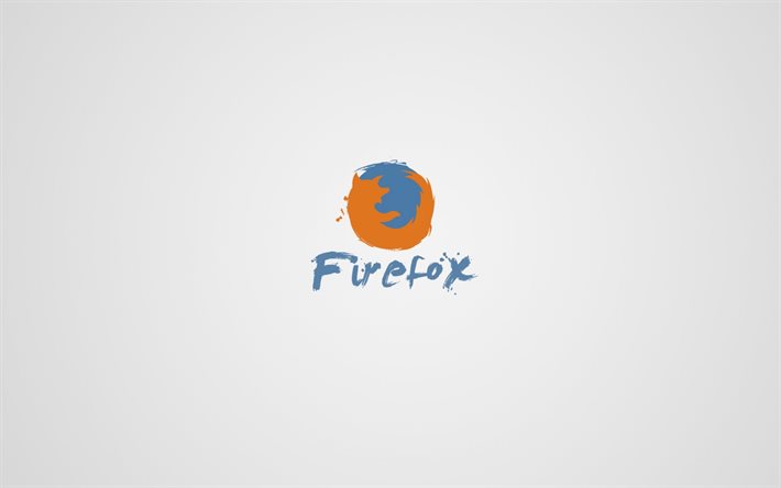 logo, minimalism, mozilla firefox, grey background, mozilla firefox free