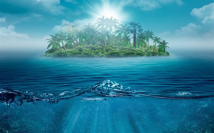 la isla, el mar, bajo el agua