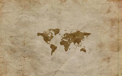 old paper, map of the world, minimalism