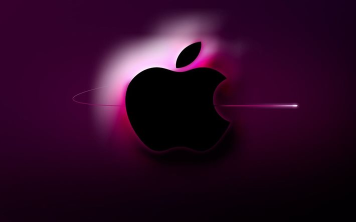 logo, apple, creative, pink background