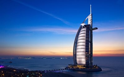 das hotel, nacht, arabische tower, dubai, vereinigte arabische emirate