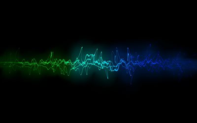 radio waves, neon, black background