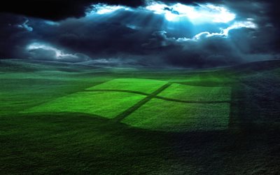 Microsoft, le logo de Microsoft, Windows, paysage, windows