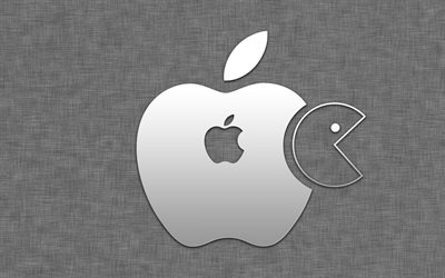 criativo, pacman, maçã, logotipos