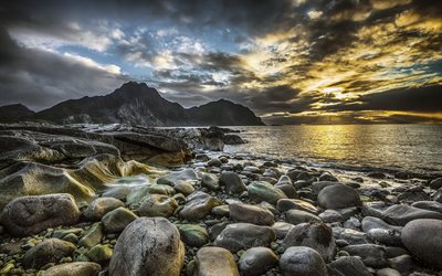 norge, lofoten öar, stenar, kust