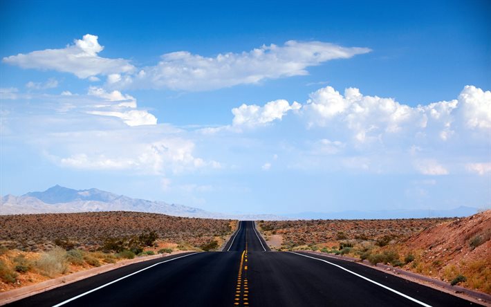 الطريق, الصحراء, نيفادا, السماء, الولايات المتحدة الأمريكية