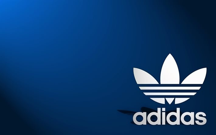 logotyp, adidas, blå bakgrund