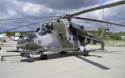 helikopter, mi-24, flygfältet