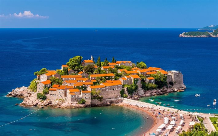montenegro, sveti stefan, mar adriático, casa, ilha
