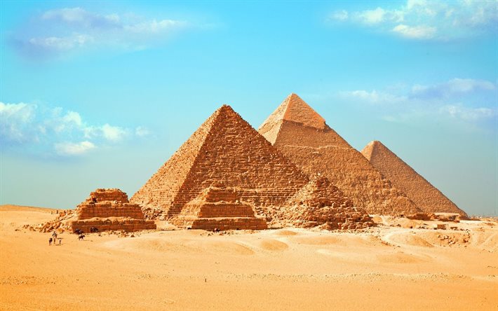 pirâmide, egito, deserto, pirâmides