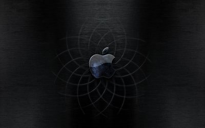 apple, izle, karanlık arka plan, amblem, cam logosu