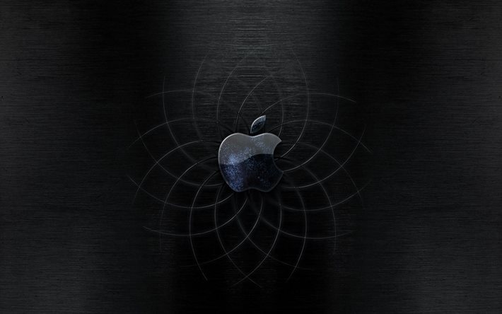 apple, izle, karanlık arka plan, amblem, cam logosu