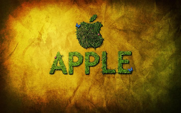 izle, logo, elma, yaratıcı çim