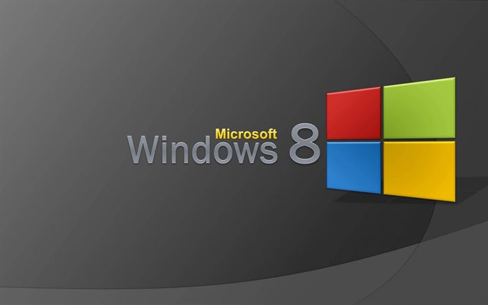 windows 8, de veille, logo, arrière-plan gris