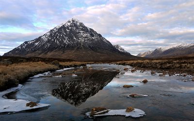 ballachulish, río, montaña, reino unido, montañas, escocia