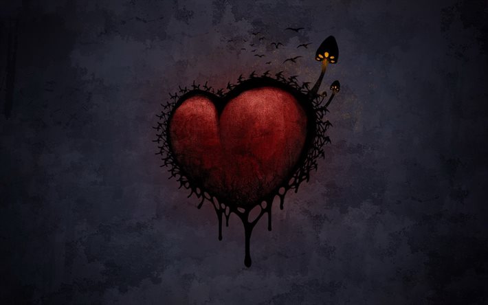 القلب, الجرونج, الظلام, خلفية داكنة