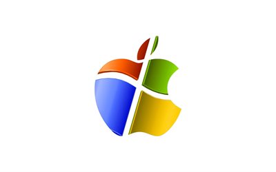 logo, de l'abstraction, de l'epl, pomme, fond blanc