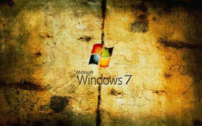 protector de windows, siete, windows 7, logotipo, grunge, papel viejo, se7en