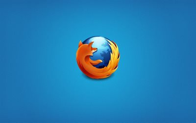 logo, mozilla firefox kostenlos, mozilla firefox, blauer hintergrund, browser