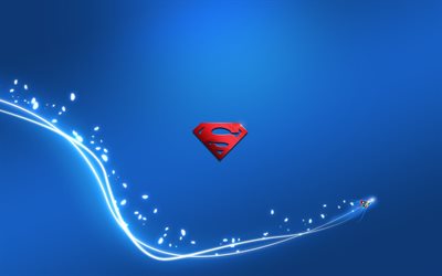 logo di superman, superman, sfondo blu, volo