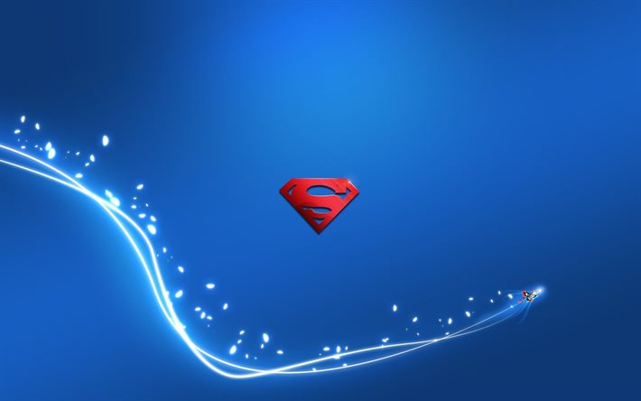 logo, superman, blue background, flight
