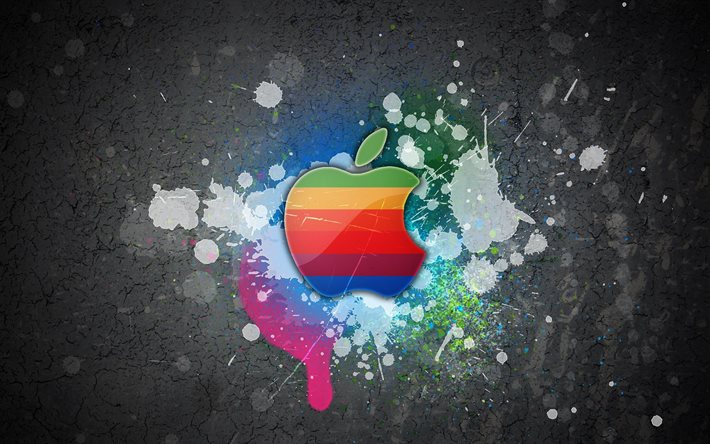 logotipo, maçã, criativo, epl, arco íris