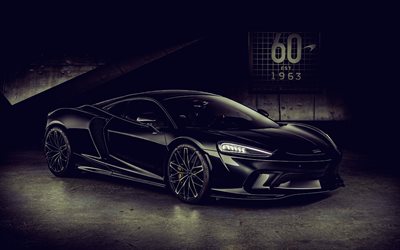 McLaren GT Anniversary Edition, 4k, tuning, 2024 cars, supercars, Black McLaren GT, british cars, McLaren