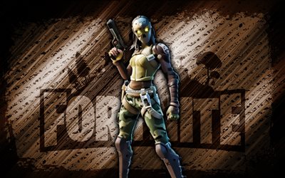 Jungle Zadie Fortnite, 4k, brown diagonal background, grunge art, Fortnite, artwork, Jungle Zadie Skin, Fortnite characters, Jungle Zadie, Fortnite Jungle Zadie Skin