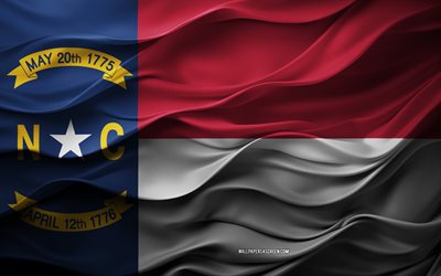 4k, Flag of North Carolina, American states, 3d North Carolina flag, USA, North Carolina flag, 3d texture, Day of North Carolina, national symbols, 3d art, North Carolina