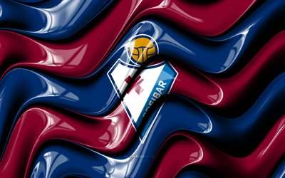 SD Eibar 3D logo, 4k, blue red 3D waves, LaLiga2, football, SD Eibar flag, creative, SD Eibar logo, SD Eibar, La Liga, Segunda, spanish football club, soccer, Eibar FC