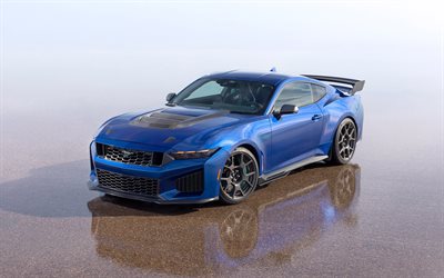 2026, ford mustang dark horse sc, 4k, vista frontal, exterior, ford mustang azul, tuning del ford mustang, autos deportivos americanos, vado