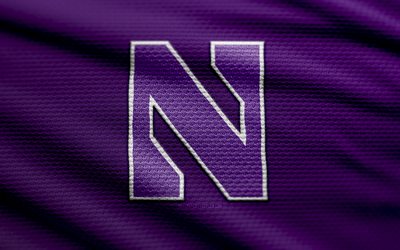 노스웨스턴 와일드캣츠 패브릭 로고, 4k, 보라색 패브릭 배경, ncaaf, 보케, 미식 축구, 노스웨스턴 와일드캣츠 로고, ncaa, 노스웨스턴 와일드캣 엠블럼, 빅텐, 북서부 살쾡이