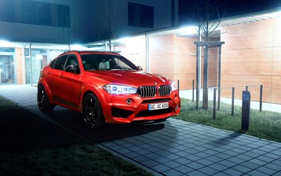 BMW X6 FALCON, 2016, tuning, AC Schnitzer, night, red x6