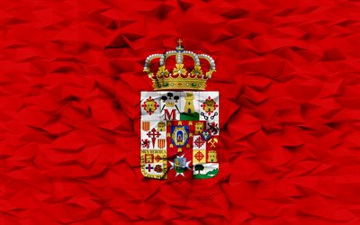 bandeira de ciudad real, 4k, província espanhola, fundo de polígono 3d, bandeira da ciudad real, textura de polígono 3d, dia da ciudad real, 3d bandeira de ciudad real, símbolos nacionais espanhóis, arte 3d, província de ciudad real, espanha