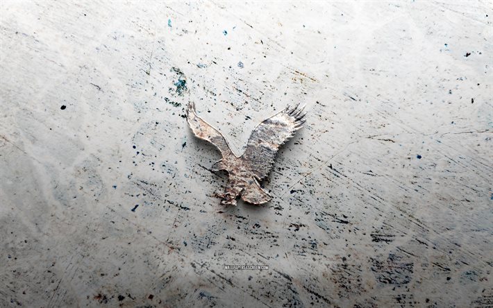 logotipo da pedra american eagle outfitters, 4k, fundo de pedra, logotipo 3d da american eagle outfitters, marcas, criativo, logotipo da american eagle outfitters, arte grunge, american eagle outfitters