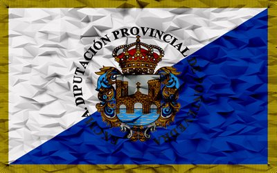 bandeira de pontevedra, 4k, província espanhola, fundo de polígono 3d, textura de polígono 3d, dia de pontevedra, 3d bandeira de pontevedra, símbolos nacionais espanhóis, arte 3d, provincia de pontevedra, espanha