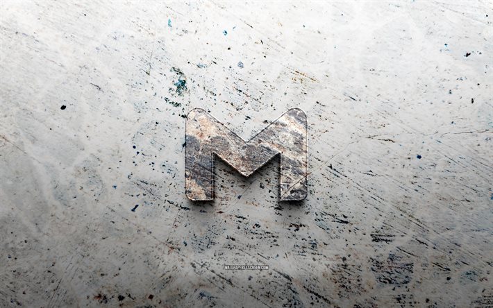 logotipo de pedra do gmail, 4k, fundo de pedra, logotipo 3d do gmail, marcas, criativo, logotipo do gmail, arte grunge, gmail